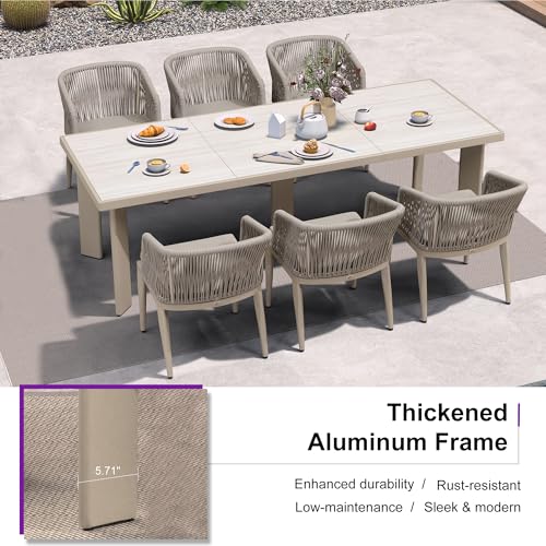 Image of PURPLE LEAF 11 Pieces Outdoor Dining Set Patio Extended Upgrade Table and Chairs Set Aluminum Wicker Rattan Patio Furniture Set for Lawn Garden Backyard Champagne