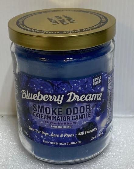 Smoke Odor Exterminator 13 oz Jar Candles Assortment Two Fragrances Bundle Creamy Vanilla/Blueberry Dreamz.