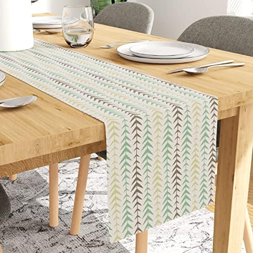 Encasa Dining Table Runner for 4 to 6 seater - Premium Cotton - Printed - Size 32x183 cm - Decorative Cloth for centre and coffee table - Machine Washable- 1 Pc - Zig Zag Peri