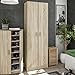 DANSMAMAISON Armoire à Chaussures 2 Portes - Chêne - MULA - L 59 x l 37x H 180