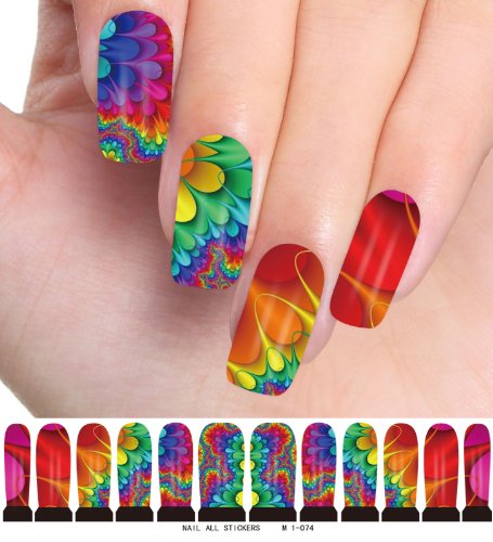 DGI MART Fashion Nail Decals Temporary Nailart Tatoos Nail Art Water Transfer Stickers for Ladies Girls Nail Decorations - Model#M1-074 Multiple Coloured Patterns