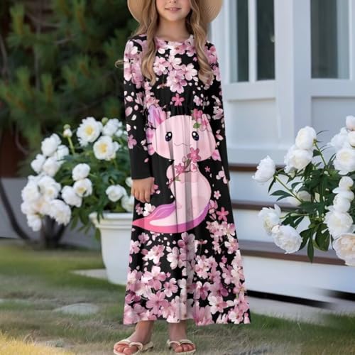 Girls Long Sleeve Dress 5-14 Y A Line Dress Toddler Sweet Swing Twirly Dress4