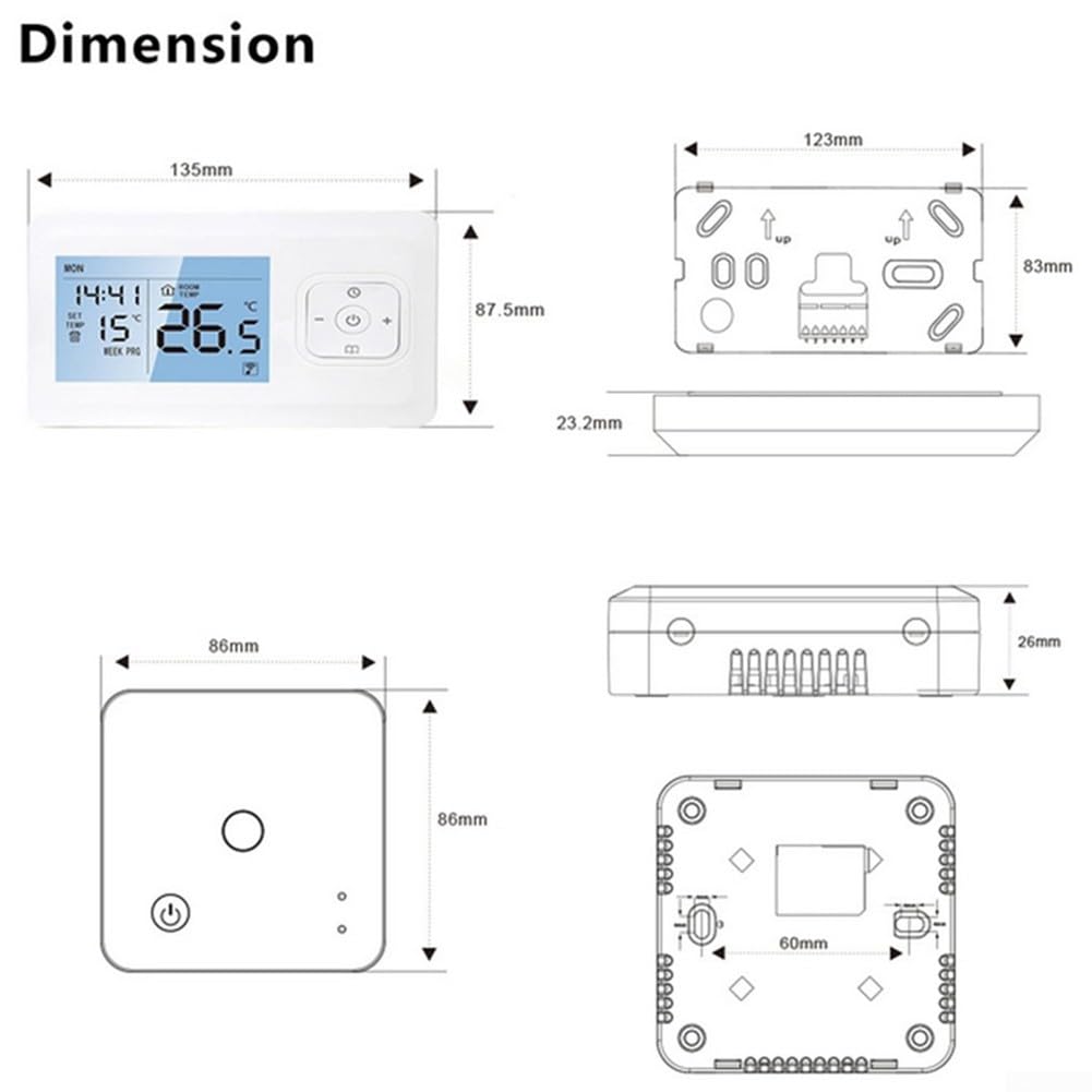 Termostato Programmabile WiFi Astuto per Caldaia e Riscaldamento, Telecomando TuyaSmart Life, Wireless Wifi Phone App Controllo