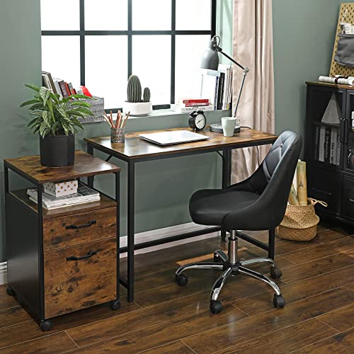 VASAGLE Tisch, Computertisch, Bürotisch, 100 x 50 x 76 cm, für Arbeitszimmer, Schlafzimmer, Wohnzimmer, vintagebraun-tintenschwarz LWD41XV2