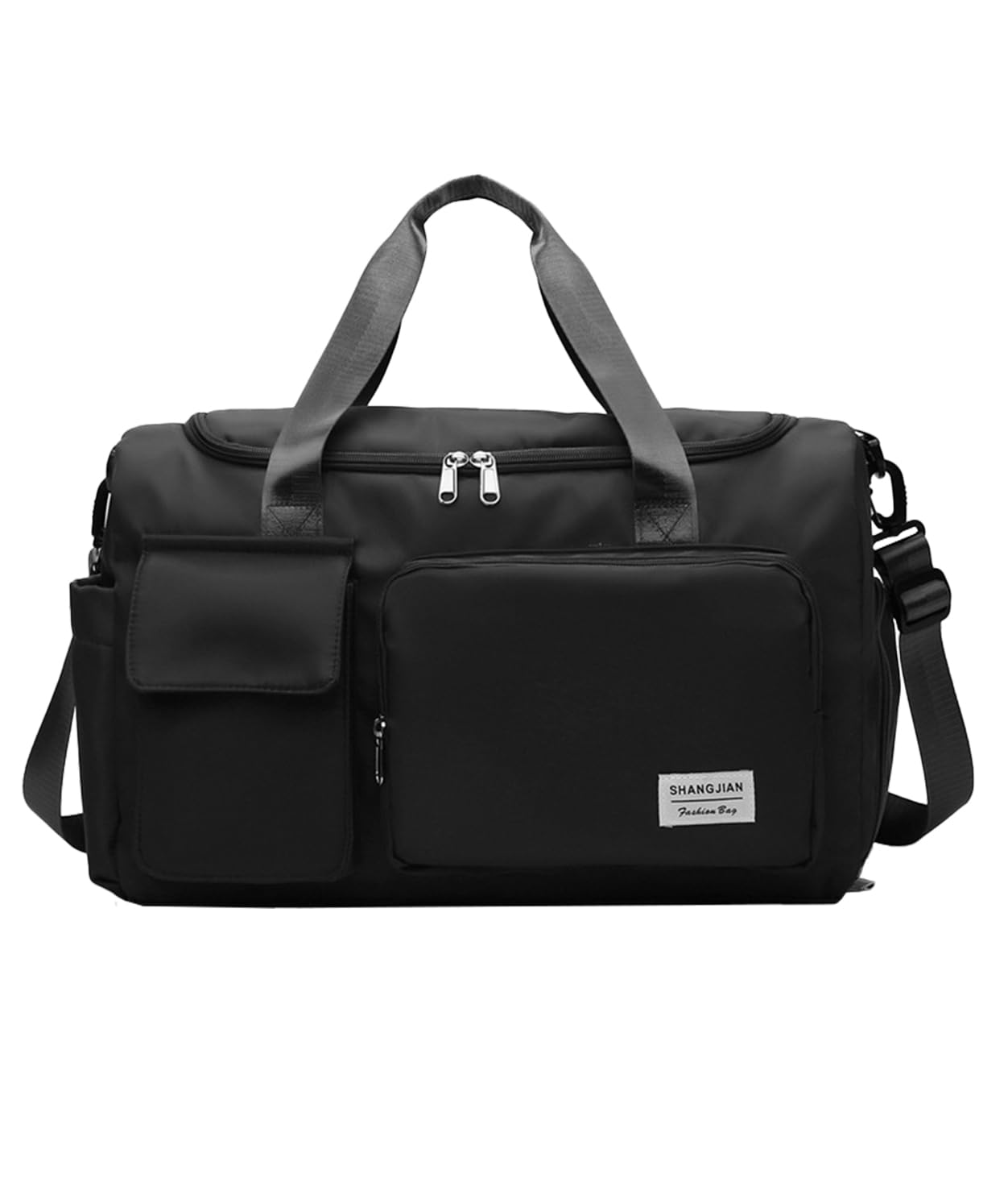 Mouhuo Travel Duffel Bag, Foldable Gym Bag- Overnight Weekend Bags for Women Men, with Wet and Dry Separation, Large Capacity Holdall Bag for Sports and Travel,Black