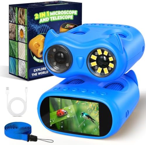 2 in 1 Kids Microscope and Telescope, STEM Educational Toy, Blue