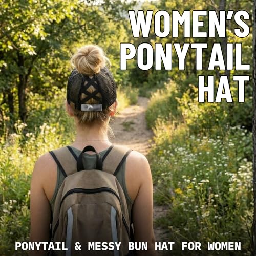 Image of Funky Junque Womens Baseball Cap Dad Hat Ponytail Messy Bun Trucker Ponycap