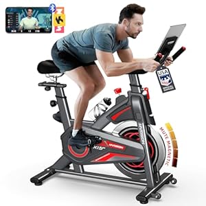 HARISON Pro Magnetic Exercise Bike 380lbs Capacity with Bluetooth, Stationary Bikes for Home with Tablet Holder & Comfortable Seat Cushion,