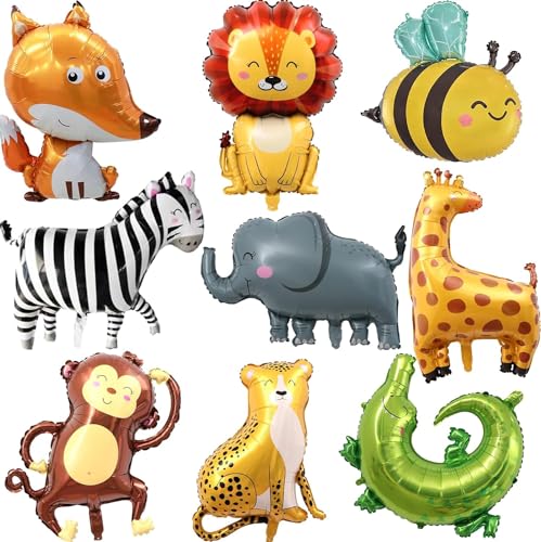 Balões animais da selva, balão de papel alumínio animais, animais da selva balões, balões de animais gigantes, decoração de festa de aniversário animais para crianças