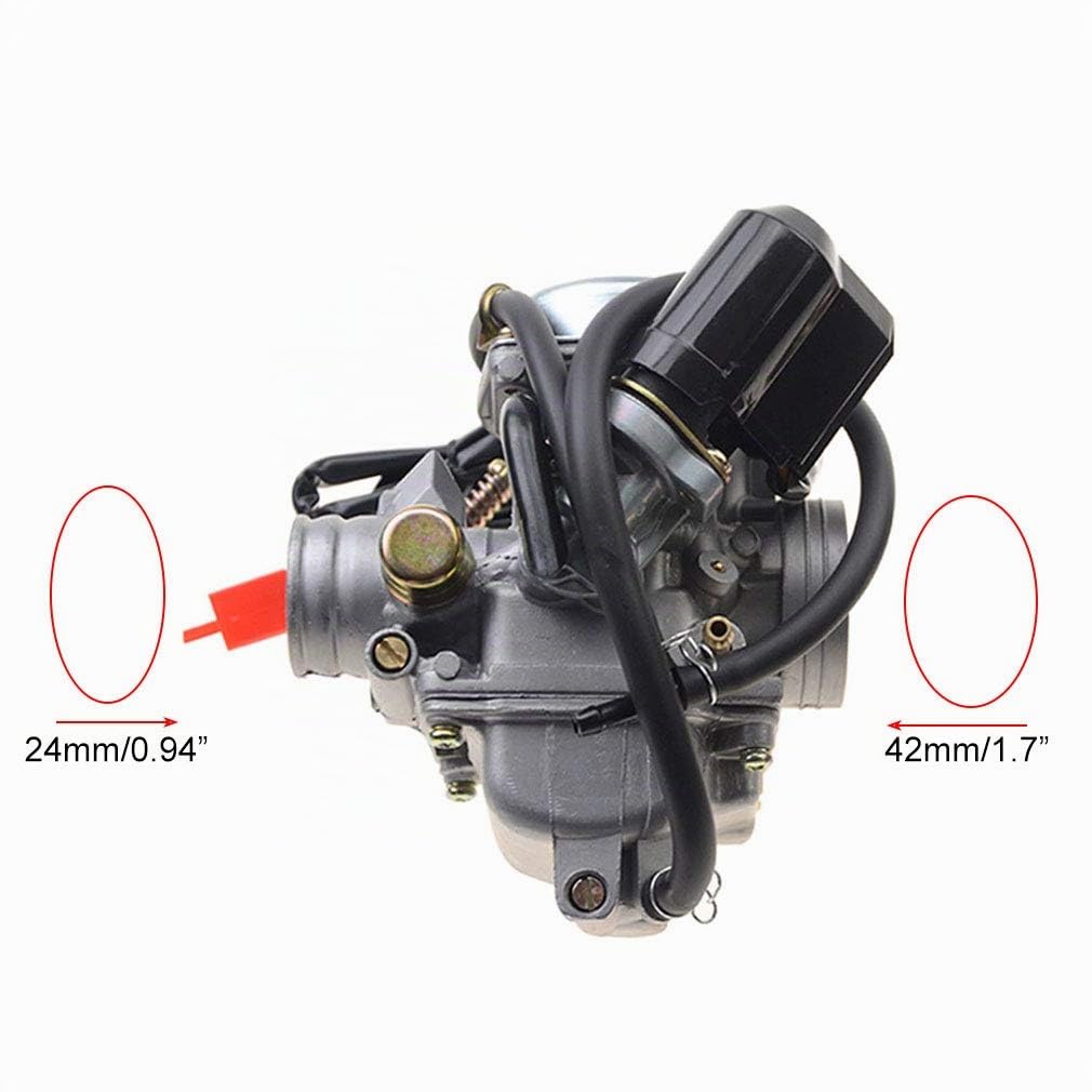 WOOSTAR PD24J Carburador con 42mm Filtros de Aire Admision Aire Tubo Reemplazo para 4 Tiempos GY6 125cc 150cc Taotao Go Kart Scooter 152QMI 157QMJ Motor