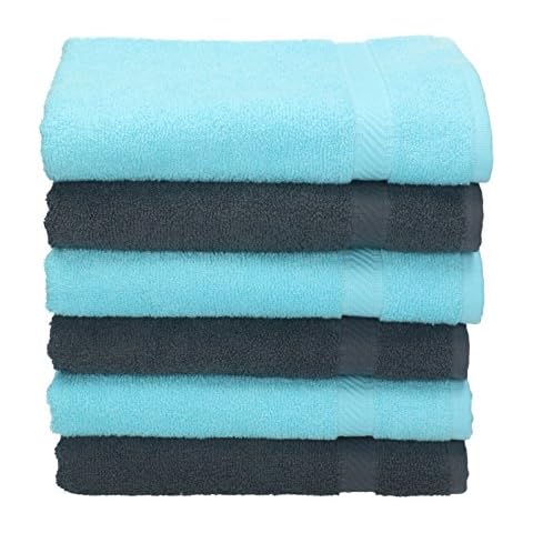 Betz Serviettes de Toilette Turquoise et Gris Cover
