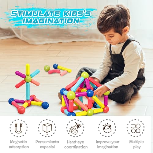 Image of Zest 4 Toyz Magnetic Sticks Building Blocks for Kids Educational Stem Learning Magnet Stick with Balls Game Set Toys for Girls Age 3+ Year 4 5 6 7 8 10 12 14 Old (42 Pieces)