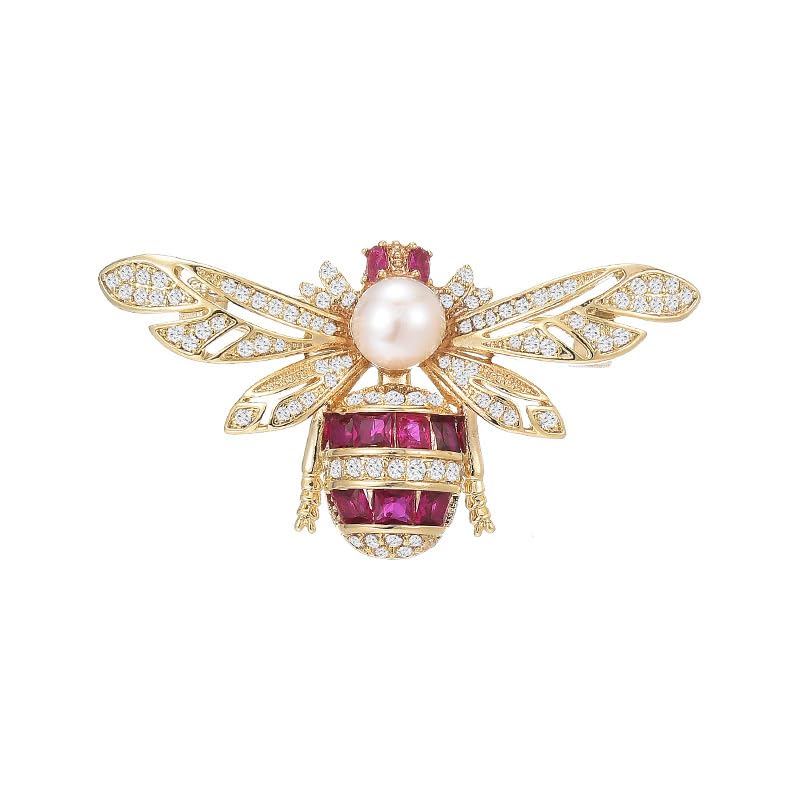 Image of GKDFK Little Bee Brooch Pins for Women Vintage Animal Insect Lapel Pin Crystal Rhinestone Broach Dress Denim Jacket Accessories Birthday Party Costume Jewelry Gifts