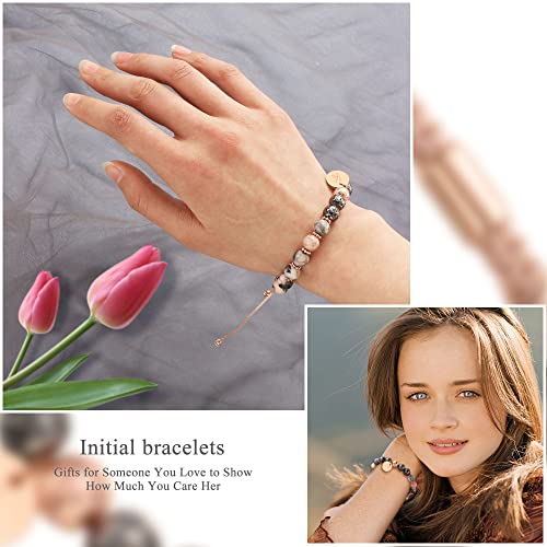 Btysun Initial Bracelets for Women Teen Girls Best Friend Graduation Birthday Gifts for Her Letter A-Z Beaded Bracelet Valentines Day Gifts for Wife Girlfriend Sister Daughter Mother's Day Mom Female Christmas Jewelry3