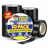 Black Electrical Tape - Black Vinyl Electric Tape (10 Pack) | 7 mil Thick Vinyl Tape 3/4 Inch Wide 66 Foot Long Roll | Strong Rubber Base | Flame Retardant, Temperature & Weather Resistant (Black)