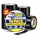 Black Electrical Tape - Black Vinyl Electric Tape (10 Pack) | 7 mil Thick Vinyl Tape 3/4 Inch Wide 66 Foot Long Roll | Strong Rubber Base | Flame Retardant, Temperature & Weather Resistant (Black)