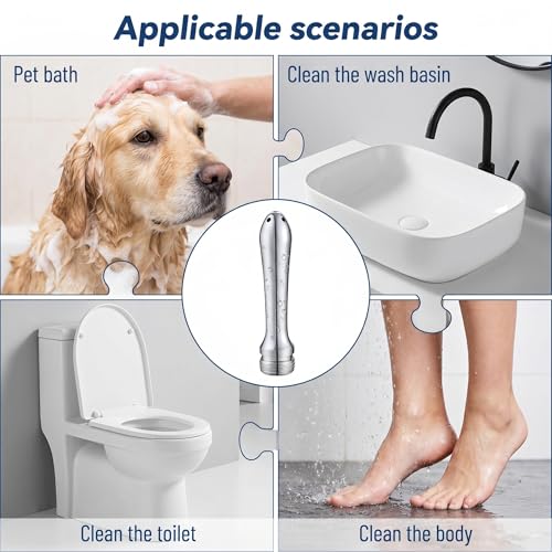 Image of 5 Holes Aluminum New Nozzle Clean Shower Head, Aluminum Cleaner Flushing Cleansing System,Shower enemas for Colon Cleanse Men and Women(with velevt Bag)