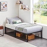 Fondation robuste : Entièrement en métal résistant, ce cadre de lit simple est composé de lattes solides et de 9 pieds métalliques, pouvant porter une charge jusqu’à 160 kg.