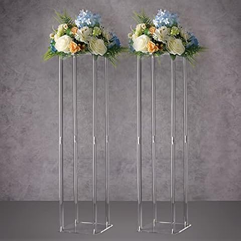 YALLOVE 2 Pcs Acrylic Flower Stand Clear Pedestal for Wedding Event Party Props, Clear vases, Home Decor (80cm Tall) Cover