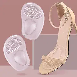 1 par de almofadas de silicone para a bola do pé, meia palmilha, antiderrapante, antepé, salto alto, inserções para cuidados com os pés 6,8 x 10 cm espessura 0,8 cm