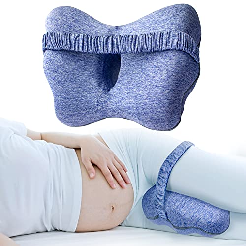 Butterfly Knee Pillow for Side Sleepers Pillow with Elastic Strap Memory Foam Leg Pillow Knee Relieving Leg Spine Alignment Back Knee Pain improving Sleep Quality (Blue Butterfly)