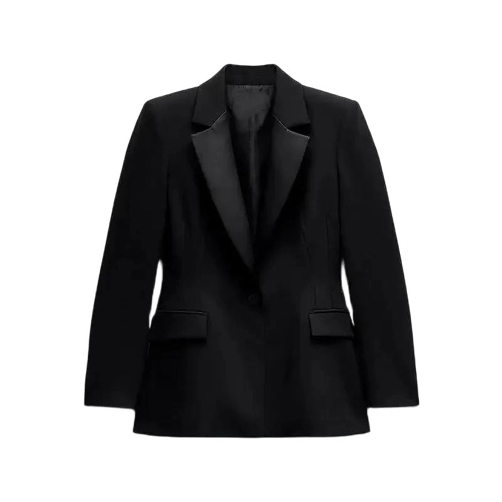 Womens Dress-Style Blazer Slim Fit Single Button Notched Lapel with Pockets Two-Color Texture Suit Jacket