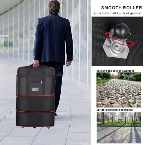 kooldaiwangwang Travel bag with wheels, expandable, foldable, luggage bag, large capacity foldable rolling travel bag, suitable for men and women for moving house, studying abroad and traveling - image 7