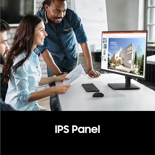 Image of Samsung Essential Monitor S4 24 inch FHD Monitor with IPS Panel, 100Hz Refresh Rate, 5ms Response Time, Auto Source Switch, DP, HDMI, USB Ports, HAS, Tilt, Swivel, Pivot (LS24D402GAWXXL, Black)
