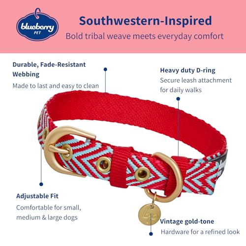 Collier pour chien avec boucle métal solide et design ethnique rouge