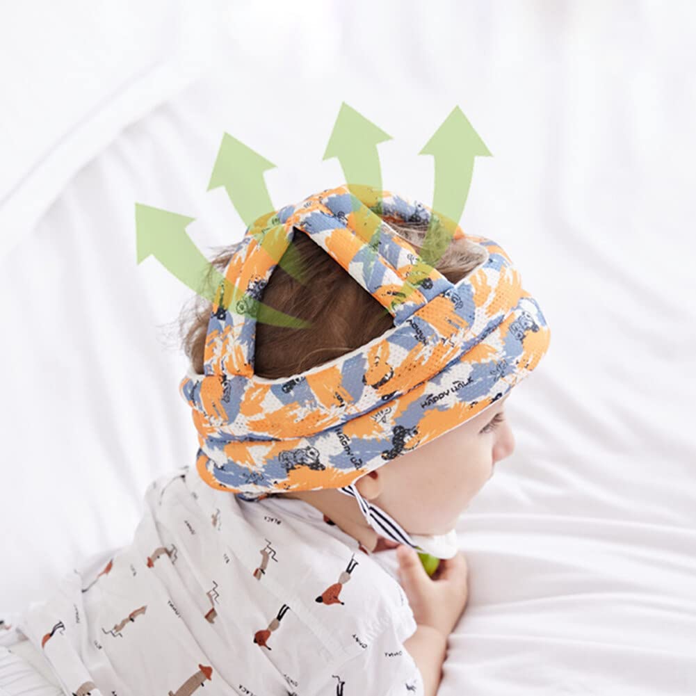 Uposao Casque Bébé Infant Head Protector, Casque De Sécurité Bébé, Chapeau Infantile Tête De Protection Chapeau De Coton 40-55cm Réglable Casque De Sécurité Pour 0-7 Ans Enfant