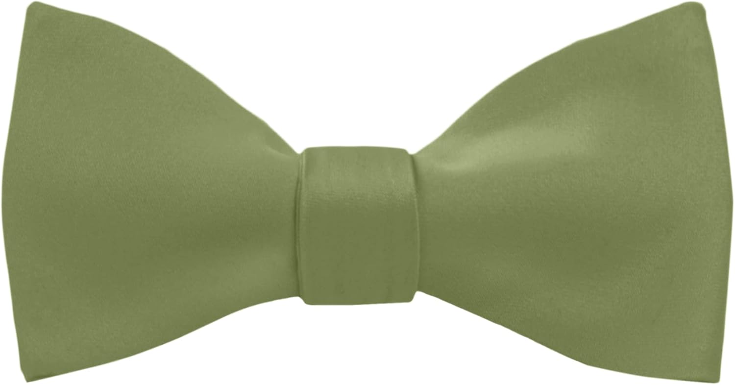 Jacob Alexander Men's Self Tie Freestyle Solid Color Bowtie Olive