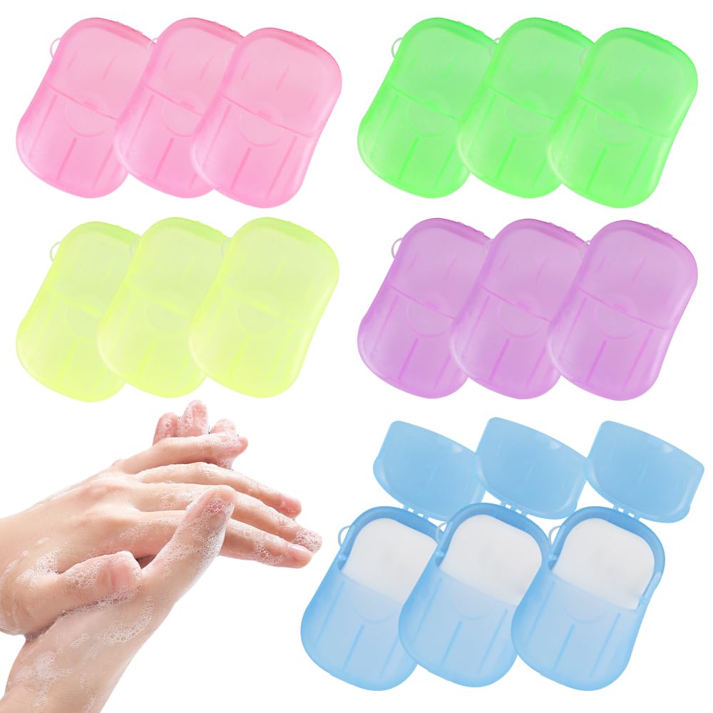 OT-NVWOZR 15 Pack Soap Sheets for Traveling, 300 Sheet Portable Soap Paper Disposable Hand Cleaner, Mini Scented Bath Slice Foaming Travel for Camping Outdoor Hiking Kids