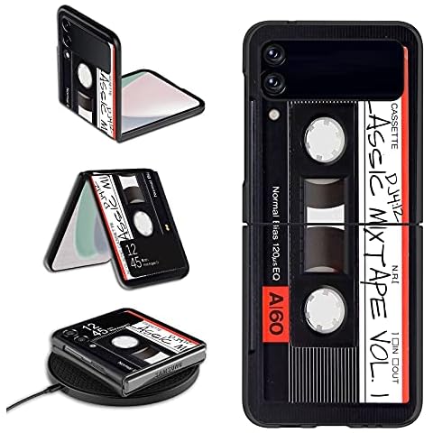 Galaxy Z Flip 4 Case,Rossy for Samsung Z Flip 4 5G Case,Ultra Thin Slim Hard PC Shookproof Folding Stylish Girly Anti-Scratch Protection Phone Case for Samsung Z Flip 4 5G (2022),Retro Audio Cassette Cover