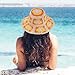 Multicolor Floral Crochet Straw Sun Hat Foldable Packable Wide Brim Bucket Hat Summer Beach Hat for Women (US, Alpha, One Size, Orange)