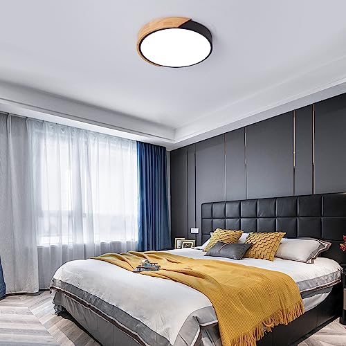 LuFun Ceiling Lights 24W, Flush Mount Light Fixture Black,Indoor Wooden Round Modern Led Ceiling Lights Ø30cm for Living Room Bedroom Kitchen Lounge Hallway Home Office,6500K Cool White Light - Cosy Home Interiors LuFun Ceiling Lights 24W, Flush Mount Light Fixture Black,Indoor Wooden Round Modern Led Ceiling Lights Ø30cm for Living Room Bedroom Kitchen Lounge Hallway Home Office,6500K Cool White Light - Image 8