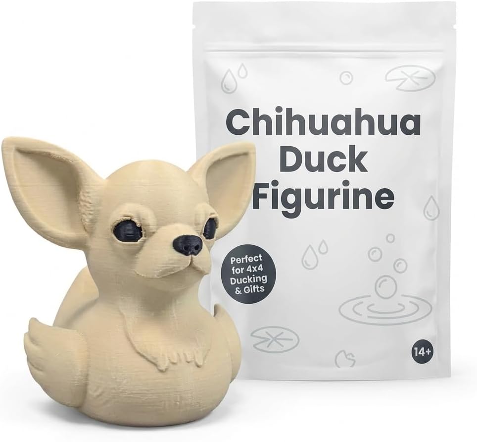 Chihuahua Duck Collectible Figurine - Unique Pet Fusion Desk Decor for Animal Lovers and Gift Display - 3D Printed in Canada