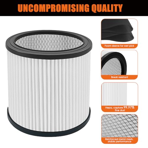 Image of 08 2566B Repalcement Filter Cartridge for Stanley 5-18 Gallon Wet /Dry Vacuums, Compatible with SL18115 /SL18115P /SL18116 / SL18116P /SL18191P /SL18199P /SL18117 Wet /Dry Vacuum-1 Pack
