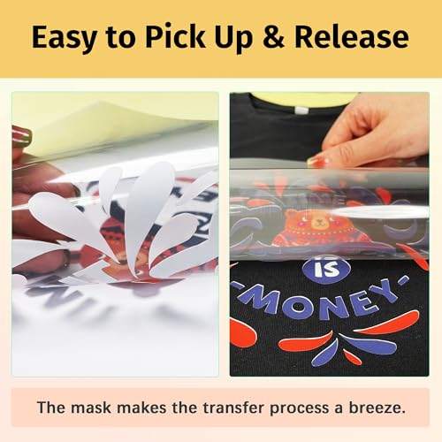 Image of TransOurDream Heat Transfer Mask & Iron on Tape(30 Sheets, 8.5x11 inch) - Iron-On Clear Positioning Film for Dark Transfer Paper & Printable HTV on Shirts