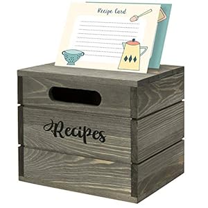 MyGift Vintage Gray Solid Wood Recipe Card Holder Box with Burnt Wooden Label Divider Tabs - Holds 4x6 Cards MyGift Vintage Gray Solid Wood Recipe Card Holder Box with Burnt Wooden Label Divider Tabs Holds 4×6 Cards