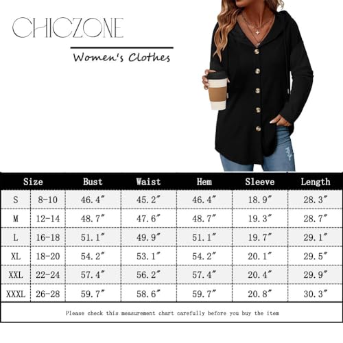 CHICZONE Women Oversized Hoodie Pullover Long Sleeve Lightweight Button Sweatshirt with Pocket A Black - Image 6
