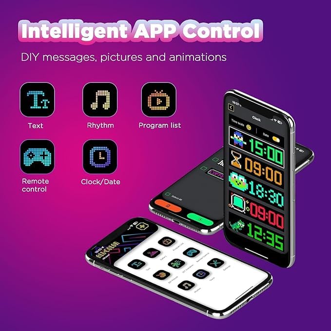 Image of Large Flexible LED Matrix Panel 24 inch x 4.8 inch - Programmable RGB Scrolling LED Sign Board with App & Remote Control, Waterproof Bendable Display with Text, Animation, Music Sync for Shops, Cars & Events