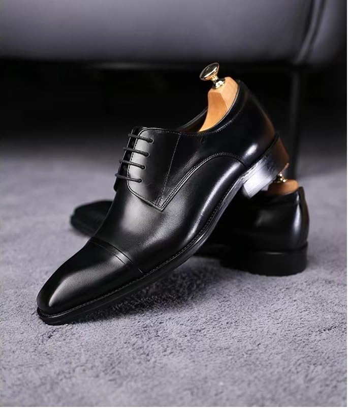 Men's Dress Formal Shoes Luxury Leather Comfort Orthopedic Lace-up Cap Toe Design Anti-Slip Non Slip Rubber Sole Block Heel Prom Wedding3