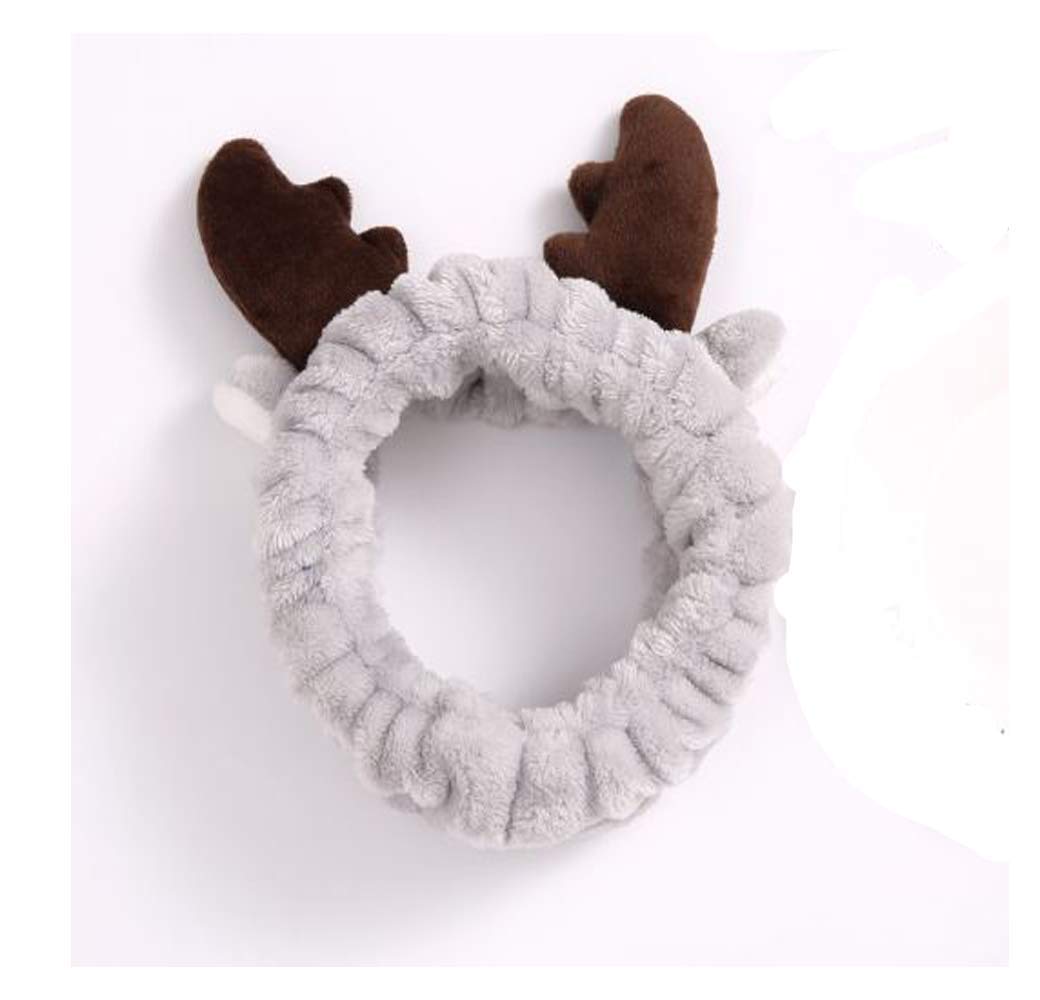 Women's Cute Deer Style Headbands, Soft Spa Makeup Fashion Plush Hairband, Cosplay Hair Accessory - Gray