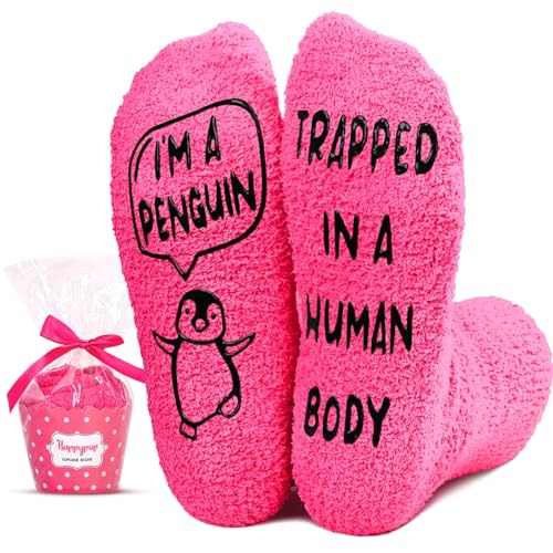 Image of HAPPYPOP Fuzzy Animal Gifts Women - Unique Cow Penguin Cat Goat Socks for Woman Teen Girls