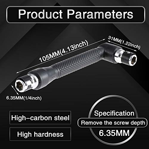 KATUR L-shape Socket Wrench Set Screwdriver and Bit Set, 1/4-Inch Drive, L-shaped Extension Handle Double Head Hex Socket Wrench for Routine Screwdriver Bits Utility Tool