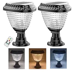 Homehop 10W Solar Led Main Gate Light for Home Outdoor Garden Waterproof Pillar Wall Compound Entrance Decorative Automatic Remote Powered Lamp (ABS,Triangle,Rgb,Pack Of2)