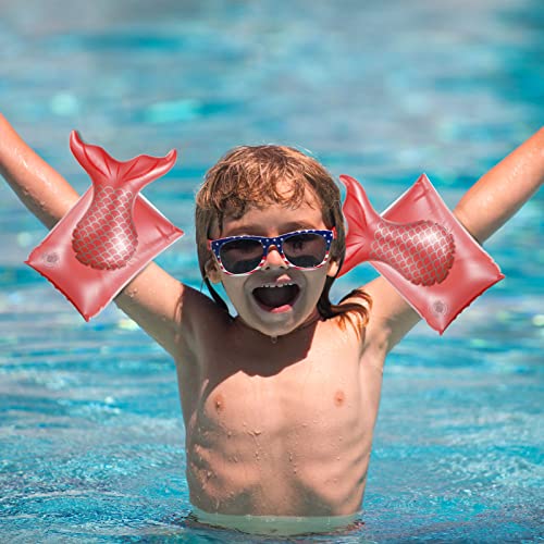 Image of 4 Pcs Inflatable Swimming Armbands, Swim Float Arm Bands Floating Sleeves for Kids, Tube Floaters Armlets for Boys Girls Pool Swim Training Aids, Shell Mermaid Armbands