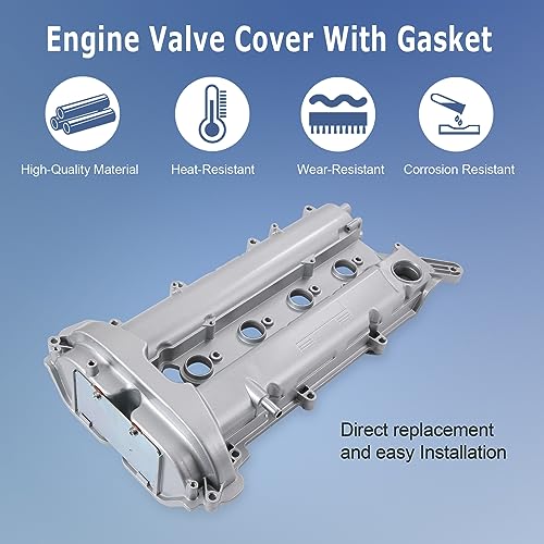 Image of Engine Valve Cover with Gasket Aluminum Replace# 12610279 | Compatible with Buick LaCrosse Regal Verano Compatible with Chevy Equinox Impala Malibu Compatible with GMC Terrain 2.4L L4