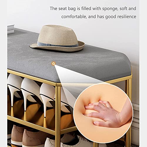 Organisateurs de chaussures en métal avec banc d'entrée confortable - 7
