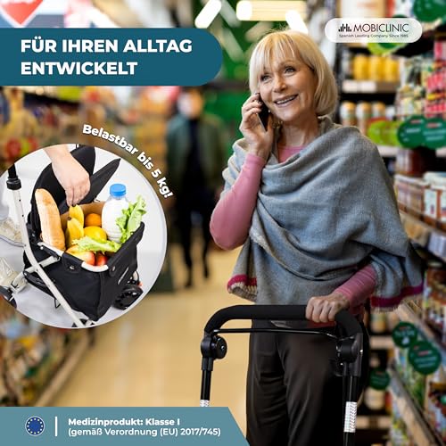 Mobiclinic®, Rollator, Coliseo, Mit großer einkaufstasche und sitz, 21 l, Faltbar leicht, Einkaufswagen,...